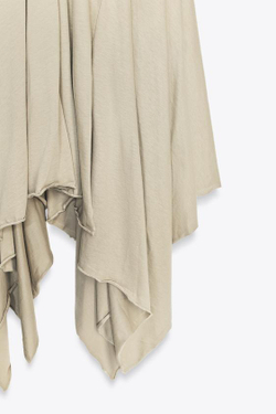 ZARA ЮБКА МИДИ АСИММЕТРИЧНОГО КРОЯ, СВЕТЛЫЙ ХАКИ