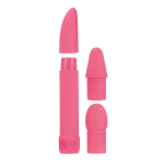 Розовый вибромассажёр с 3 сменными насадками TRIPLE OHH KITS (Цвет: розовый)