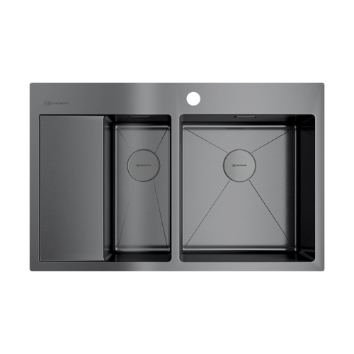 кухонная мойка Omoikiri Akisame 78-2-R-GM нерж. сталь/вороненая сталь