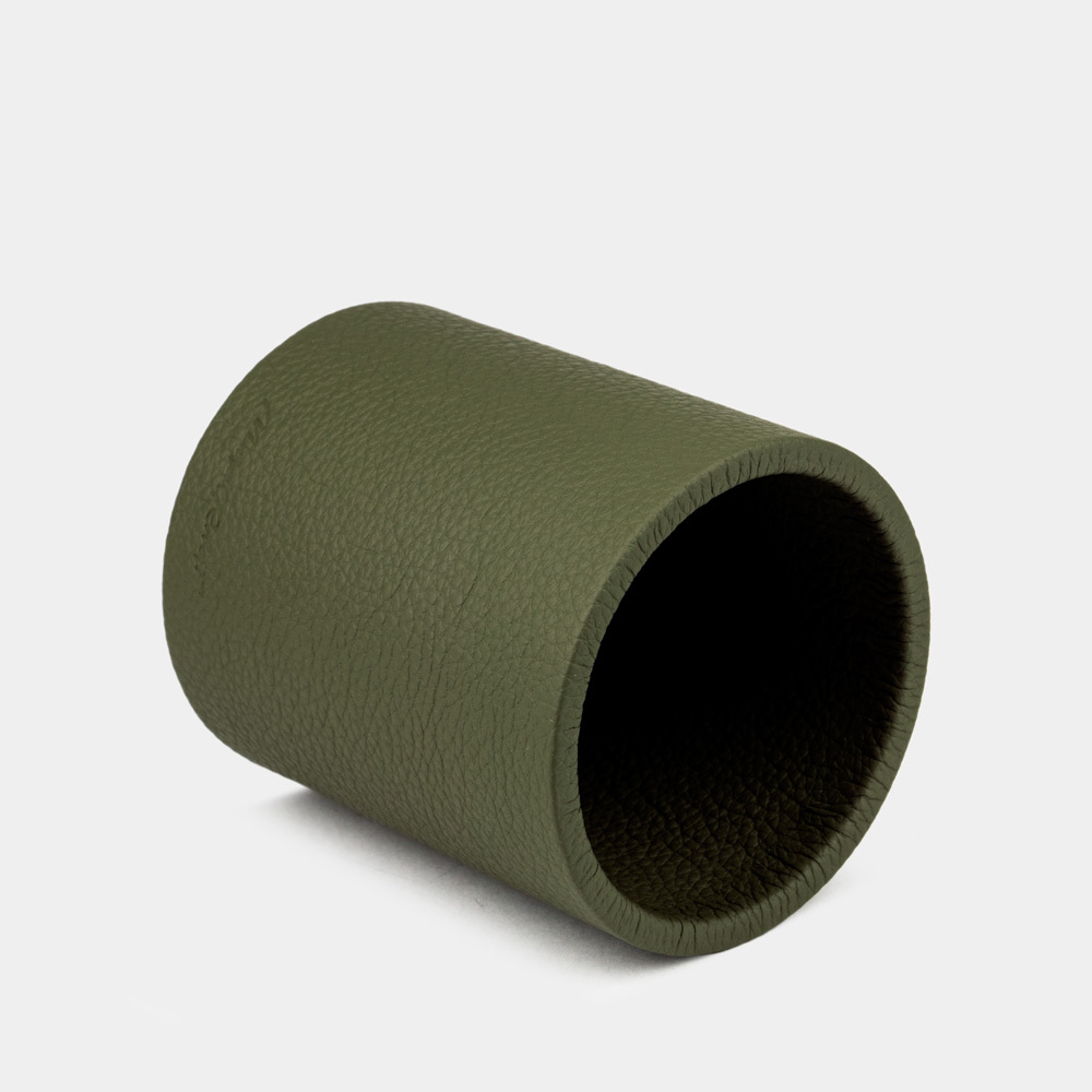 Подставка для ручек из кожи теленка, зеленого цвета