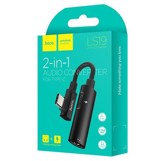 Переходник LS19 Type-C на Type-C + 3.5 Jack HOCO серый