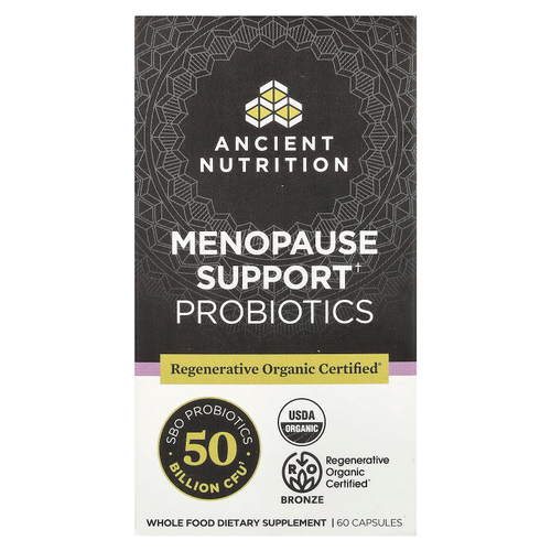 Ancient Nutrition, Пробиотики для поддержки менопаузы, 50 млрд КОЕ, 60 капсул