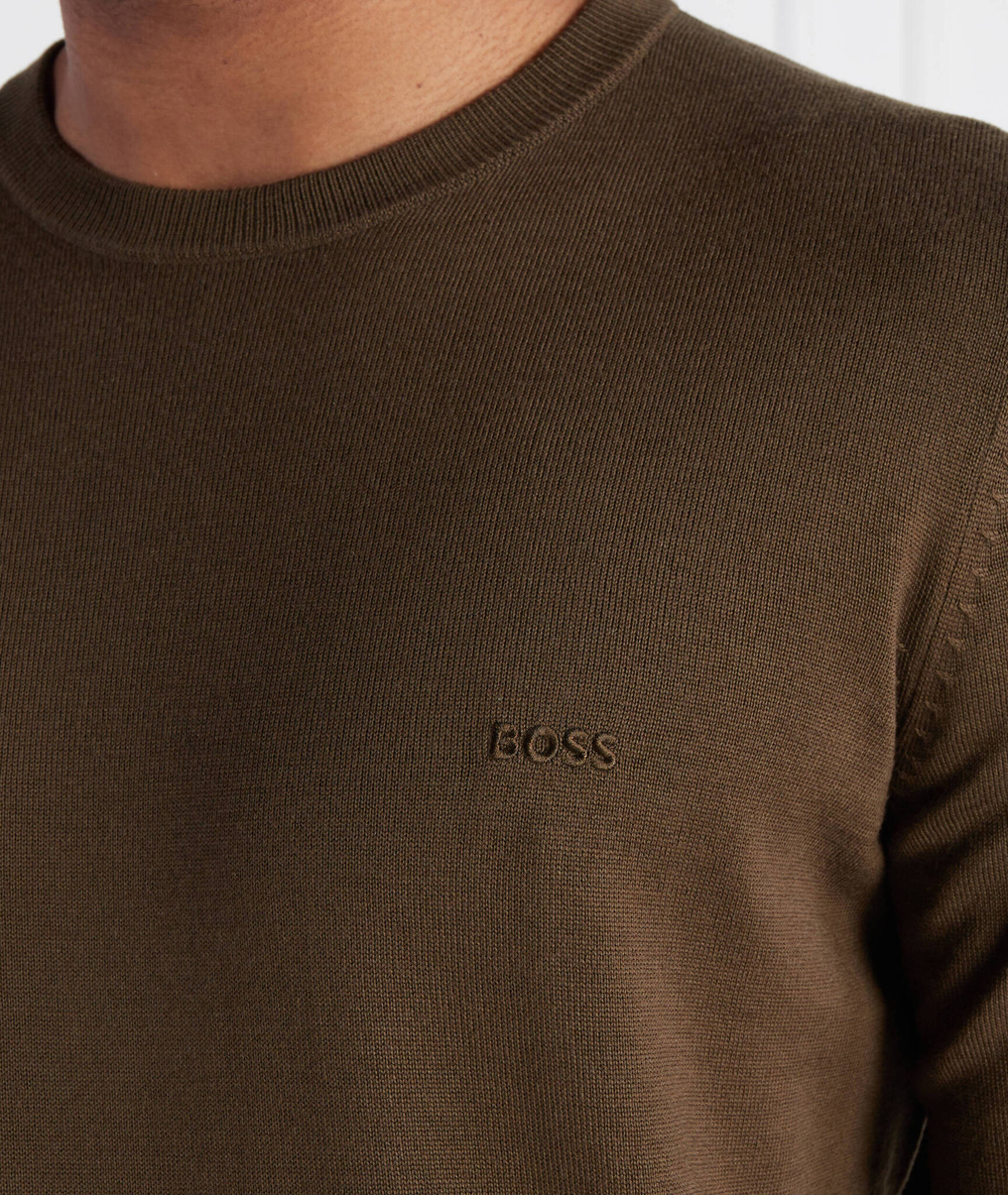 Хлопковый свитер botto-l BOSS BLACK - хаки(50476364)