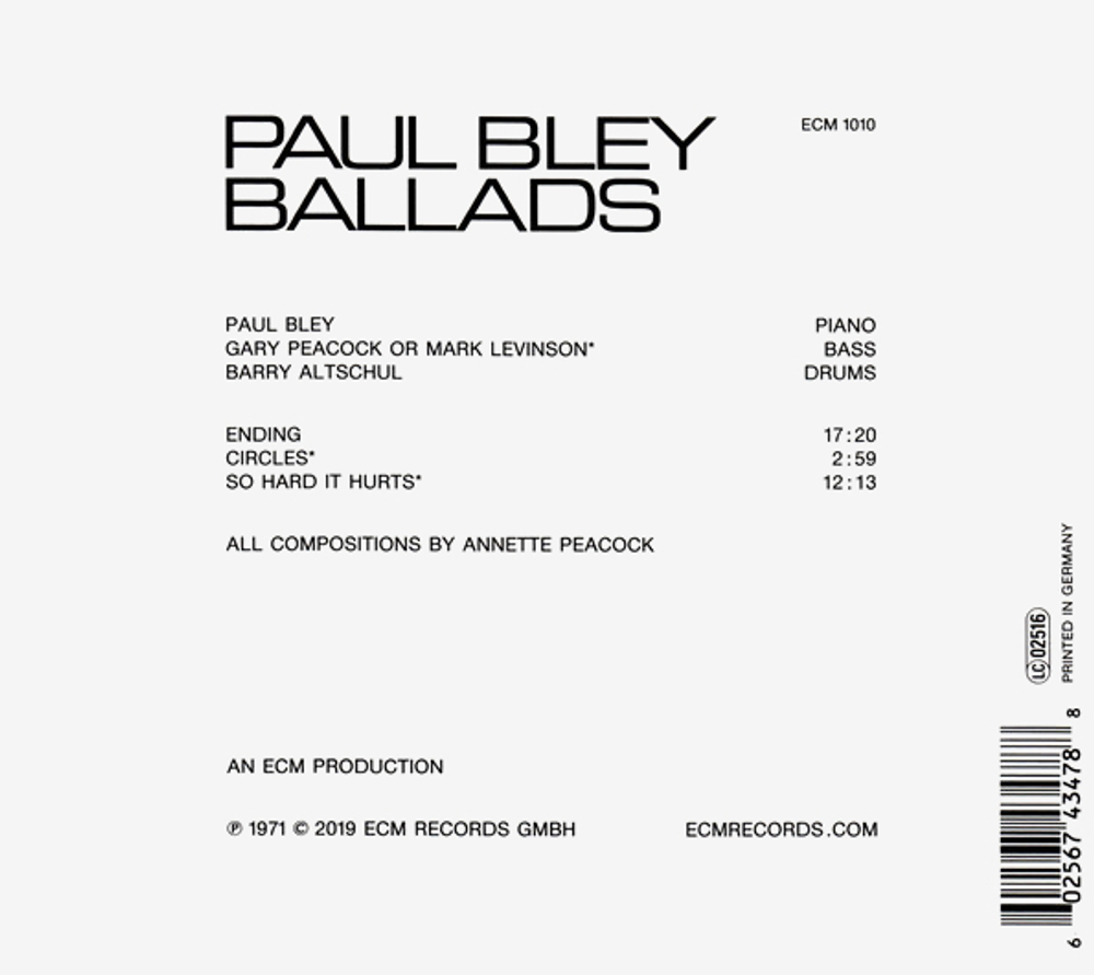 Paul Bley / Ballads (CD)