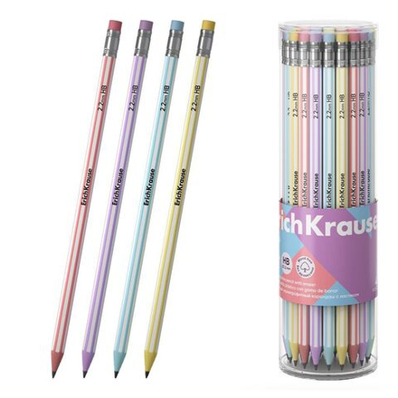 Карандаш Blend HB шестигранный, пластиковый с ластиком, тубус