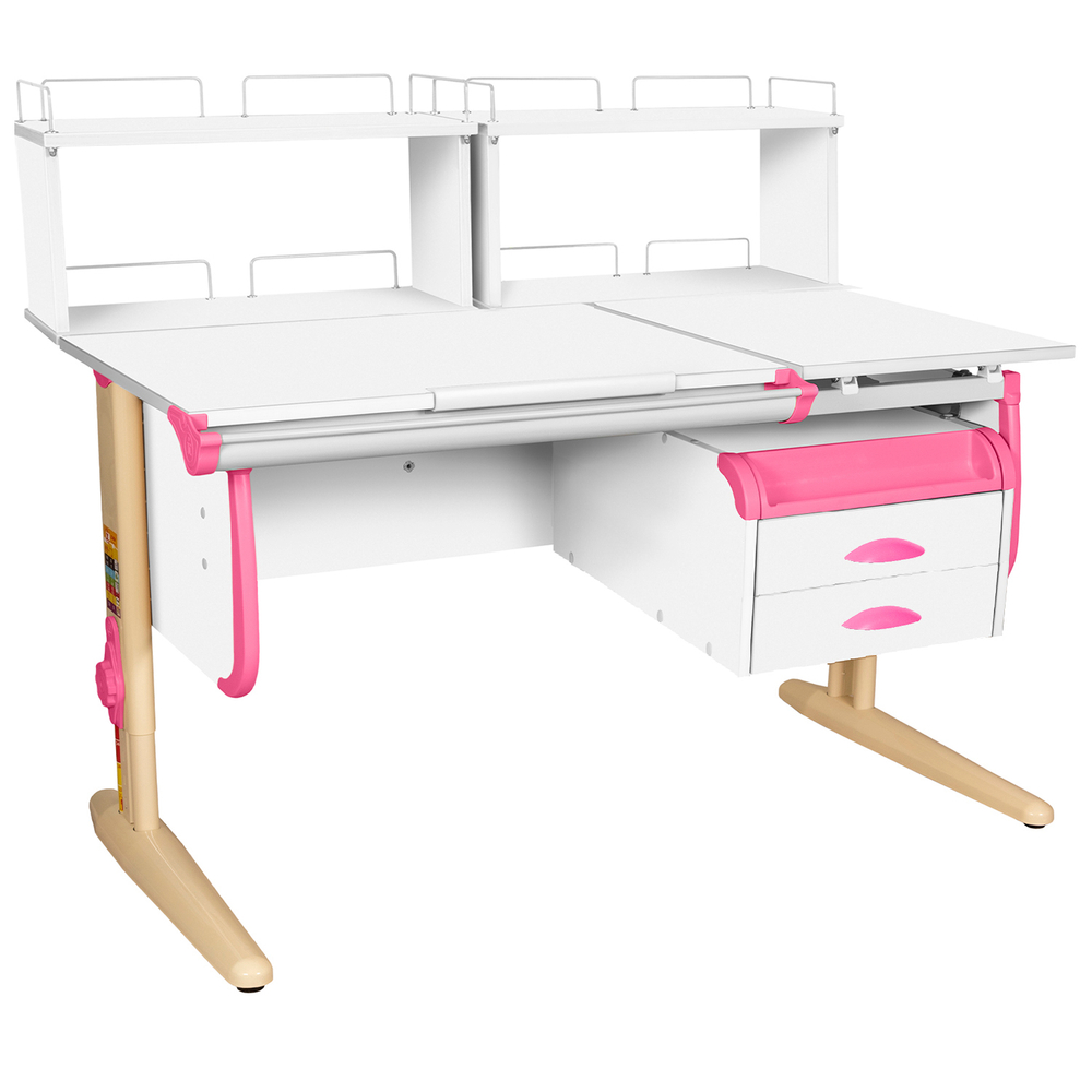 Растущая парта СУТ 25 с задними полками СУТ.15.240 и навесной тумбой (1200×880 мм)