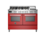 Варочный центр Bertazzoni, 6 газовых конфорок, два многофункциональных электрических шкафа, 120 см Красный глянец