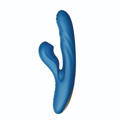 Голубой вибратор Otto с возвратно-поступательными движениями, вакуумом и подогревом - 22,2 см. (Цвет: голубой)