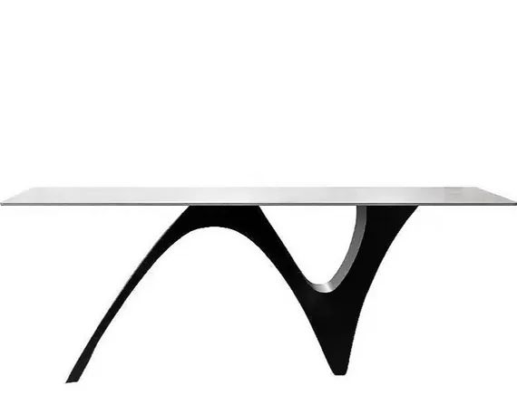 Стол Trento, 180х90 см, белый керамогранит на черной фигурной ножке