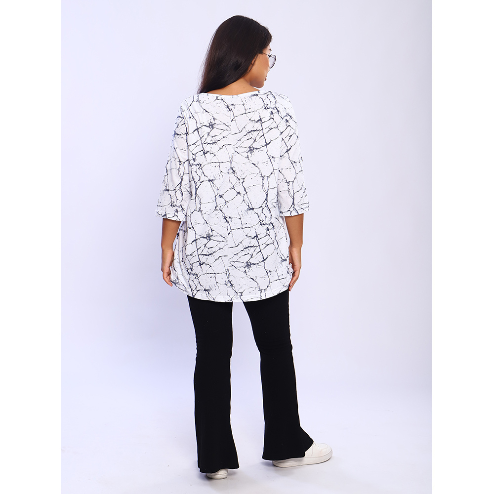 Рубашка-туника домашняя большого размера 109-280-1/белый-мраморный