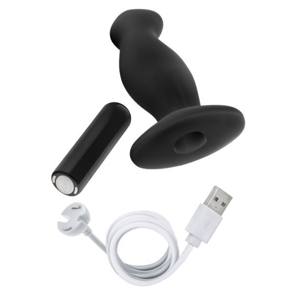 Черный анальный вибромассажёр Silicone Vibrating Prostate Massager 02 - 10,8 см. (Цвет: черный)