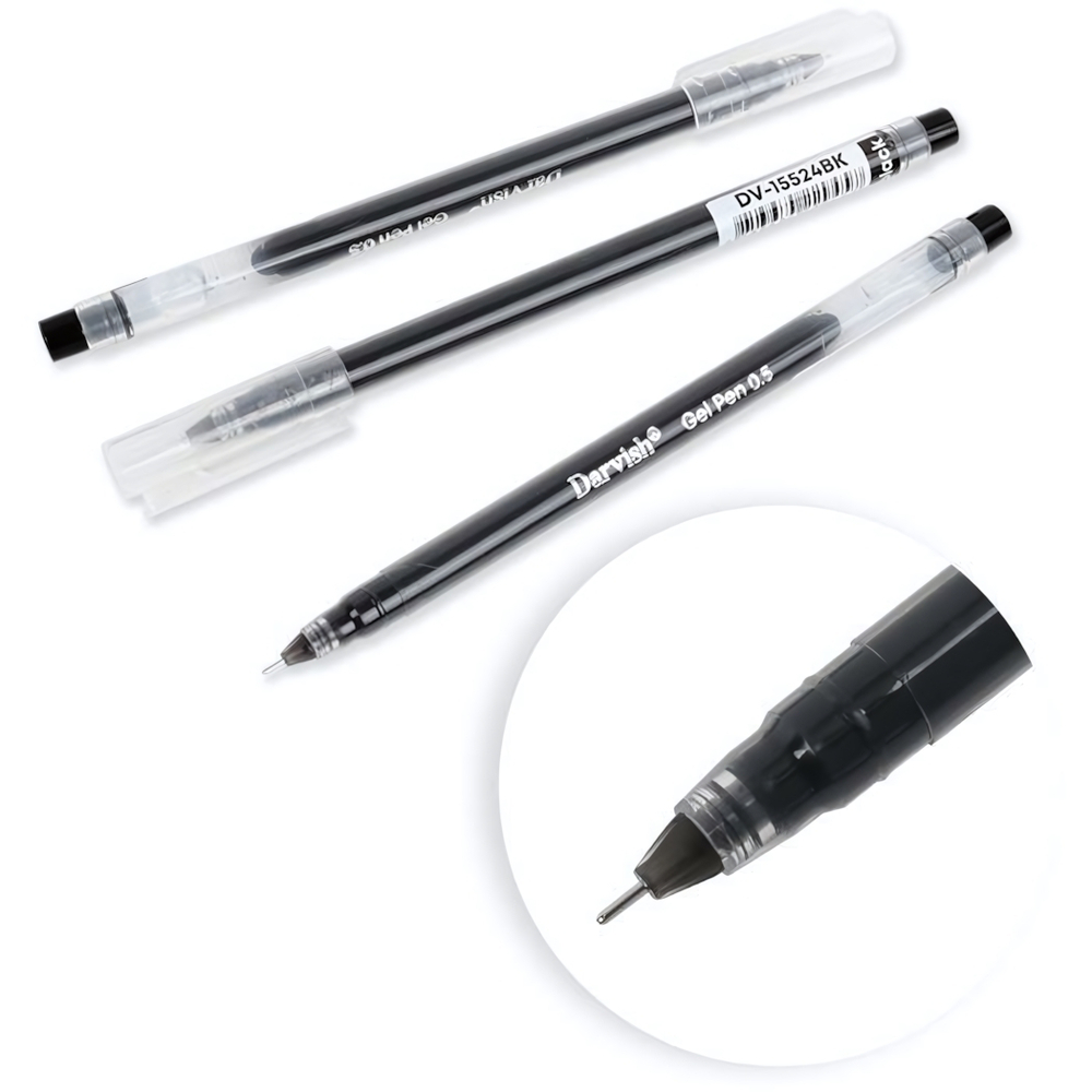 Ручка гель 0,5мм. чёрная корпус прозрачный (Darvish)