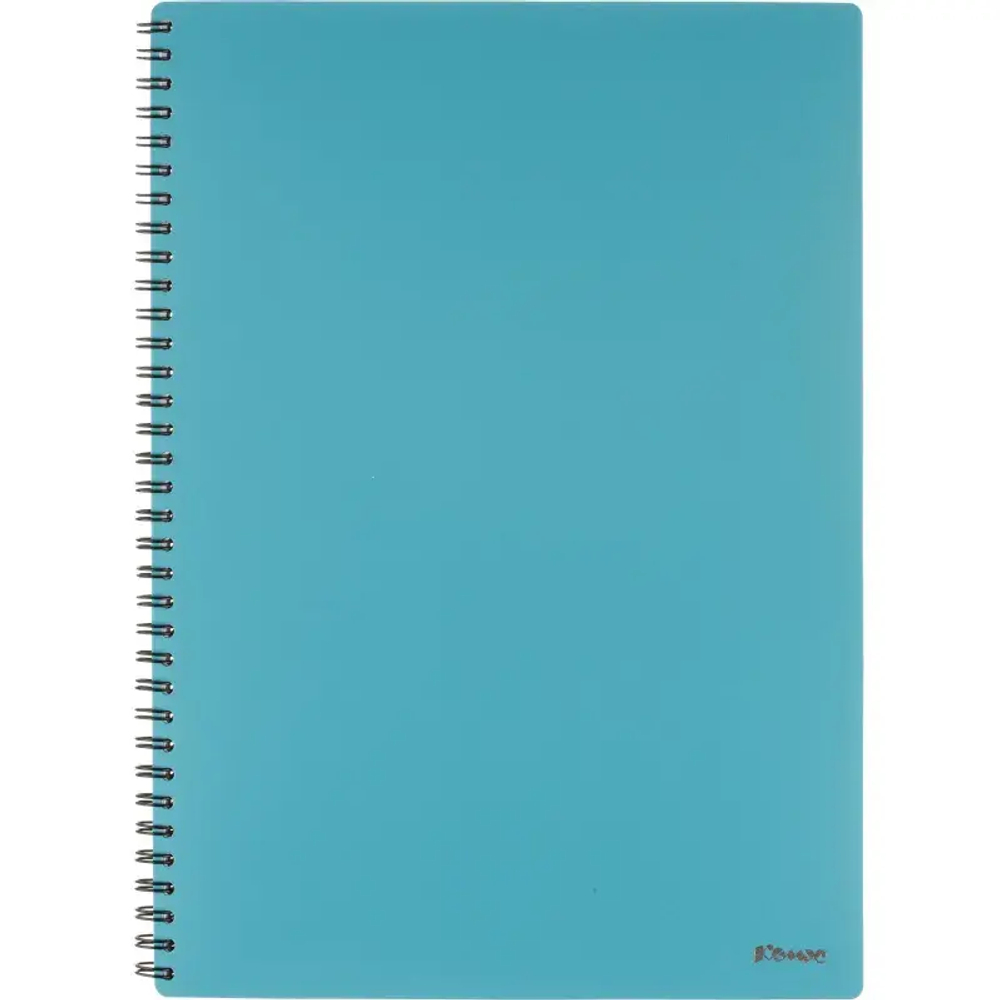 Бизнес-тетрадь Комус А4 100л, кл., обл.пластик, спираль, голубая  Classic
