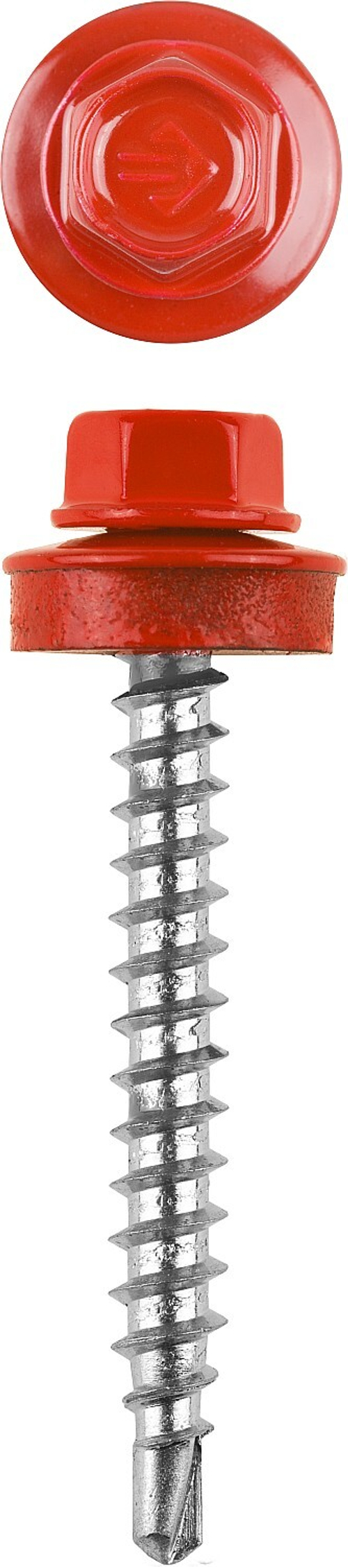 Саморезы СКД кровельные, RAL 3003 рубиново-красный, 38 х 4.8 мм, 300 шт, для деревянной обрешетки, ЗУБР Профессионал