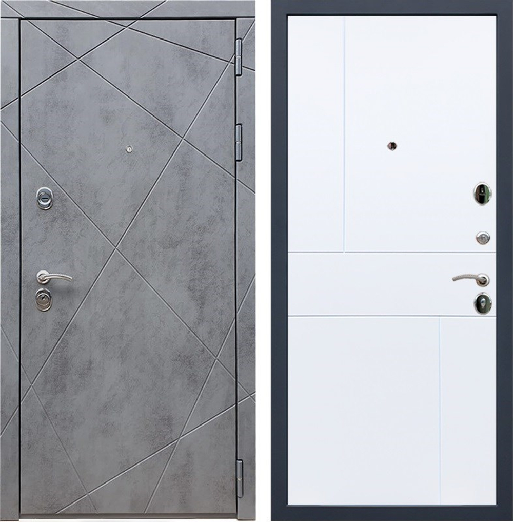 Входная металлическая дверь RеX (РЕКС) 13 Бетон темный / ФЛ 290 Силк сноу (белый матовый,без текстуры)