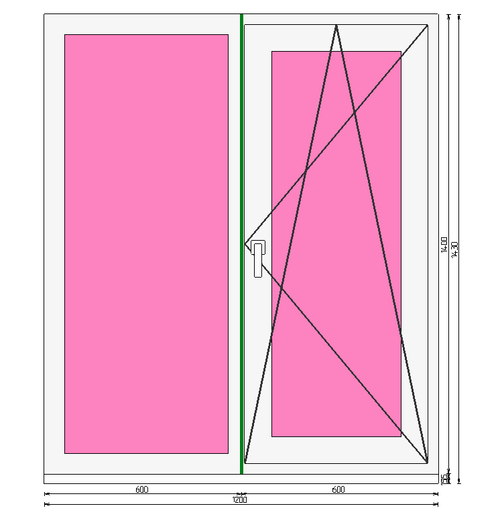 Пластиковое окно 1400 х 1200 ТермА Эко