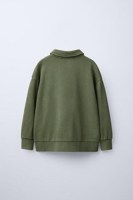 ZARA ТОЛСТОВКА ПОЛО С НАШИВКОЙ, ЗЕЛЕНЫЙ