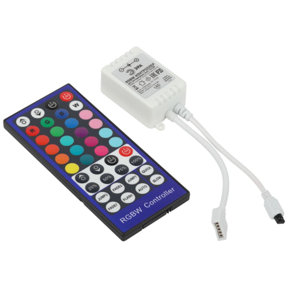 Контроллер ЭРА для светодиодной ленты с ИК пультом RGBW-Controller-12/24V-96/192W-IP20-IR | Контроллеры