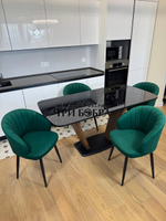 Кухонный раскладной стол "Прадо" черный мрамор и 4 стула Палермо