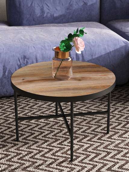 Стол журнальный МеталлАрт М011 коричневый дуб/черный большой