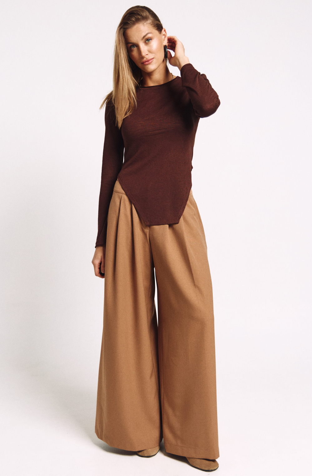 Лонгслив фигурный 1257 корица