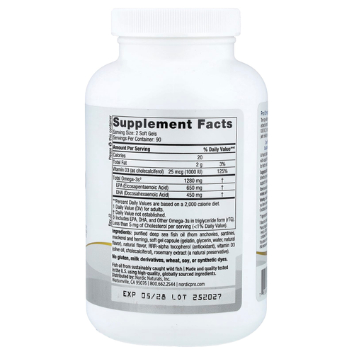 Nordic Naturals, ProOmega®-D, лимон, 180 капсул