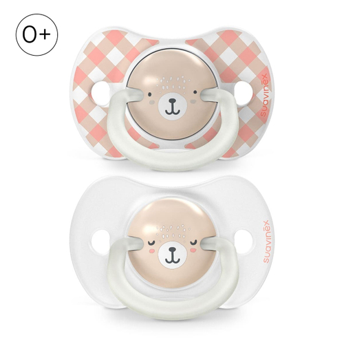 Набор пустышек Suavinex Night&Day Wild розовый 0-6 мес, 2 шт
