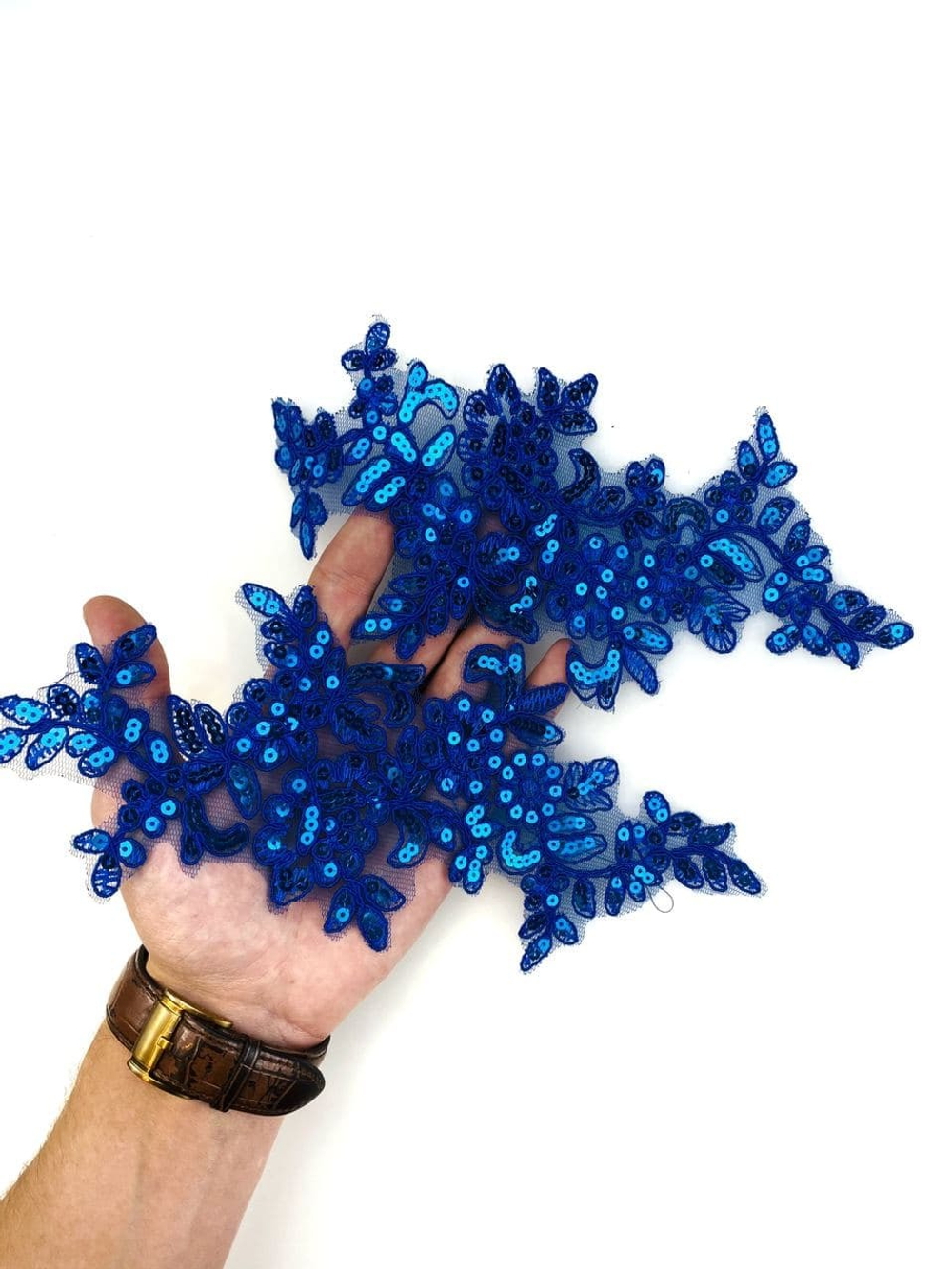 Патч с пайетками синий 22х10,5 см