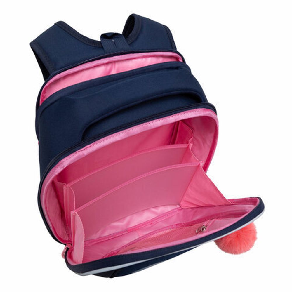 Ранец GRIZZLY анатомическая спинка, с брелоком, для девочек, "MICE", 36х29х18 см, RAf-392-3/3