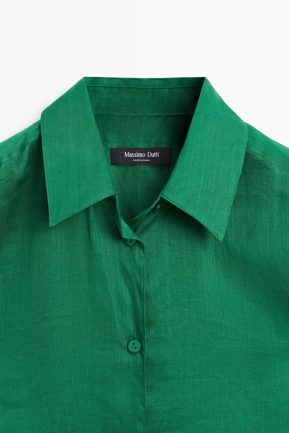 Massimo Dutti Удлиненная струящаяся рубашка из 100% рами, зеленый