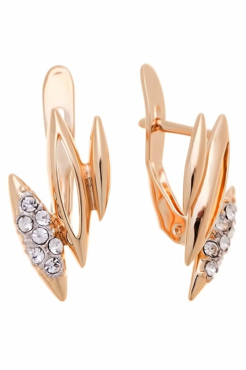 "Фель" серьги в золотом покрытии из коллекции "Примавера" от Jenavi с английским замком