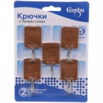 Крючки в наборе 5шт на липком слое «ИДЕЯДОМА», форма прямоугольник, принт тёмное дерево, нагрузка 2кг●