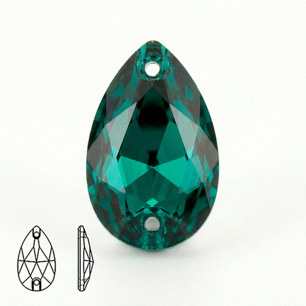 Пришивные стеклянные стразы (Blue Zircon / Блю циркон, форма “капля” / Teardrop)