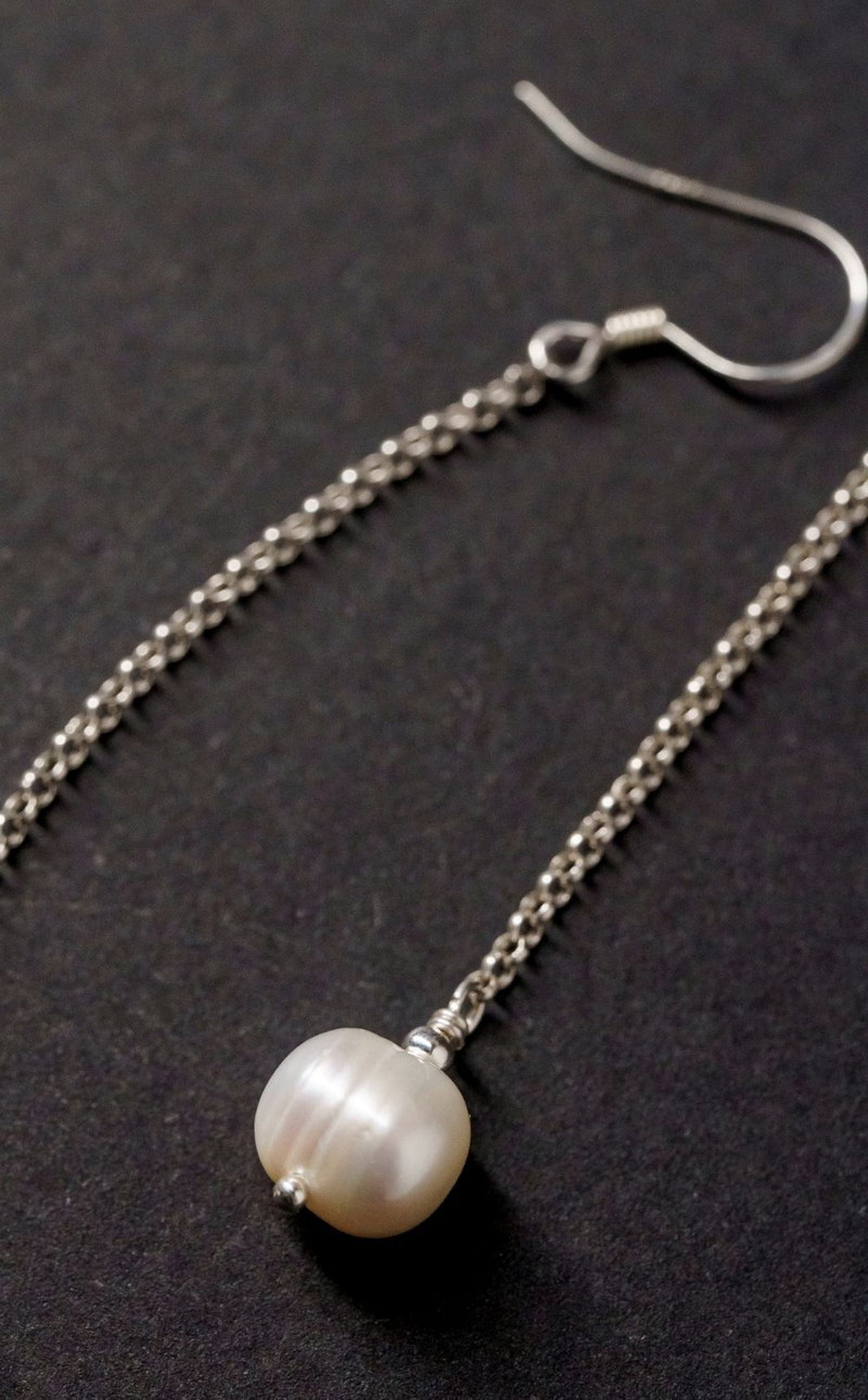 Серьги "Memo about Relationship" из жемчуга длинные серебро 925