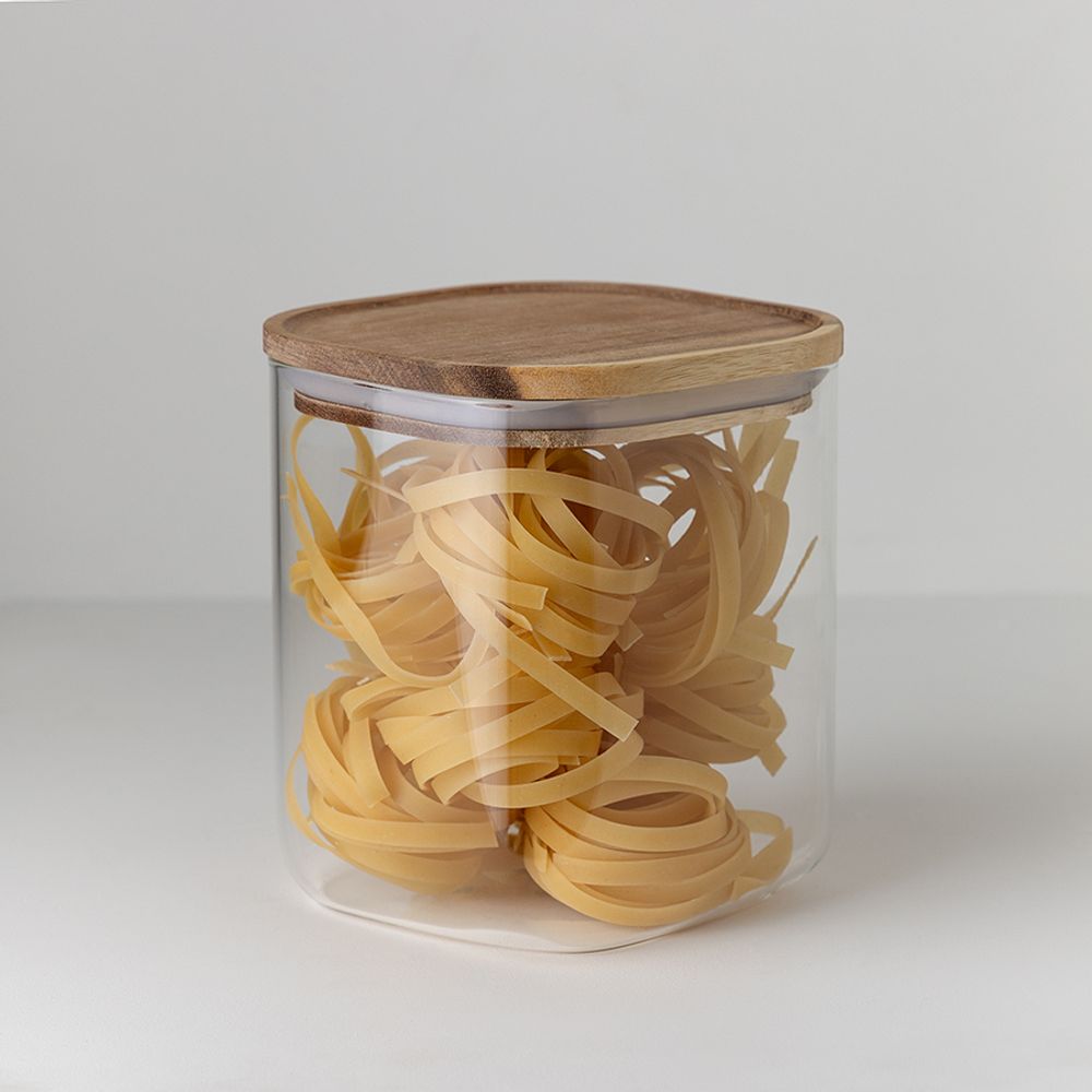 Банка для хранения квадратная Glass Acacia, 1,5 л