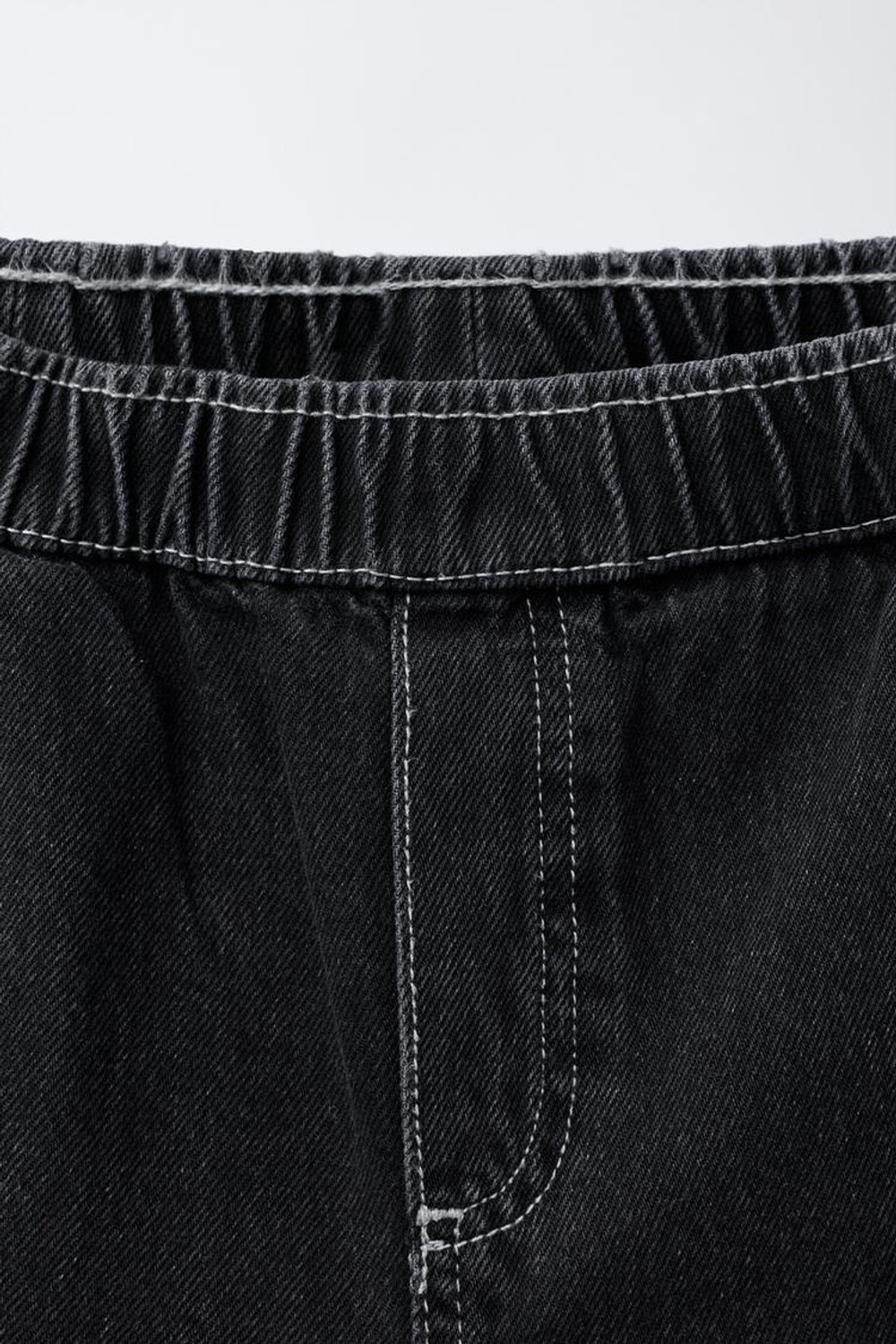 ZARA ДЖИНСЫ BALLOON С КОНТРАСТНОЙ СТРОЧКОЙ, ЧЕРНЫЙ