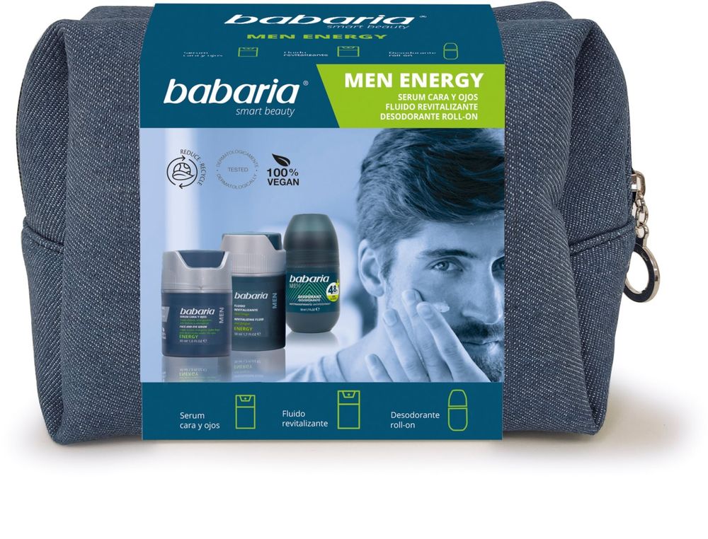 Babaria сыворотка для глаз 30 мл + energising fluid with revitalising effect 50 мл + refreshing roll-on deodorant 50 мл Men Energy