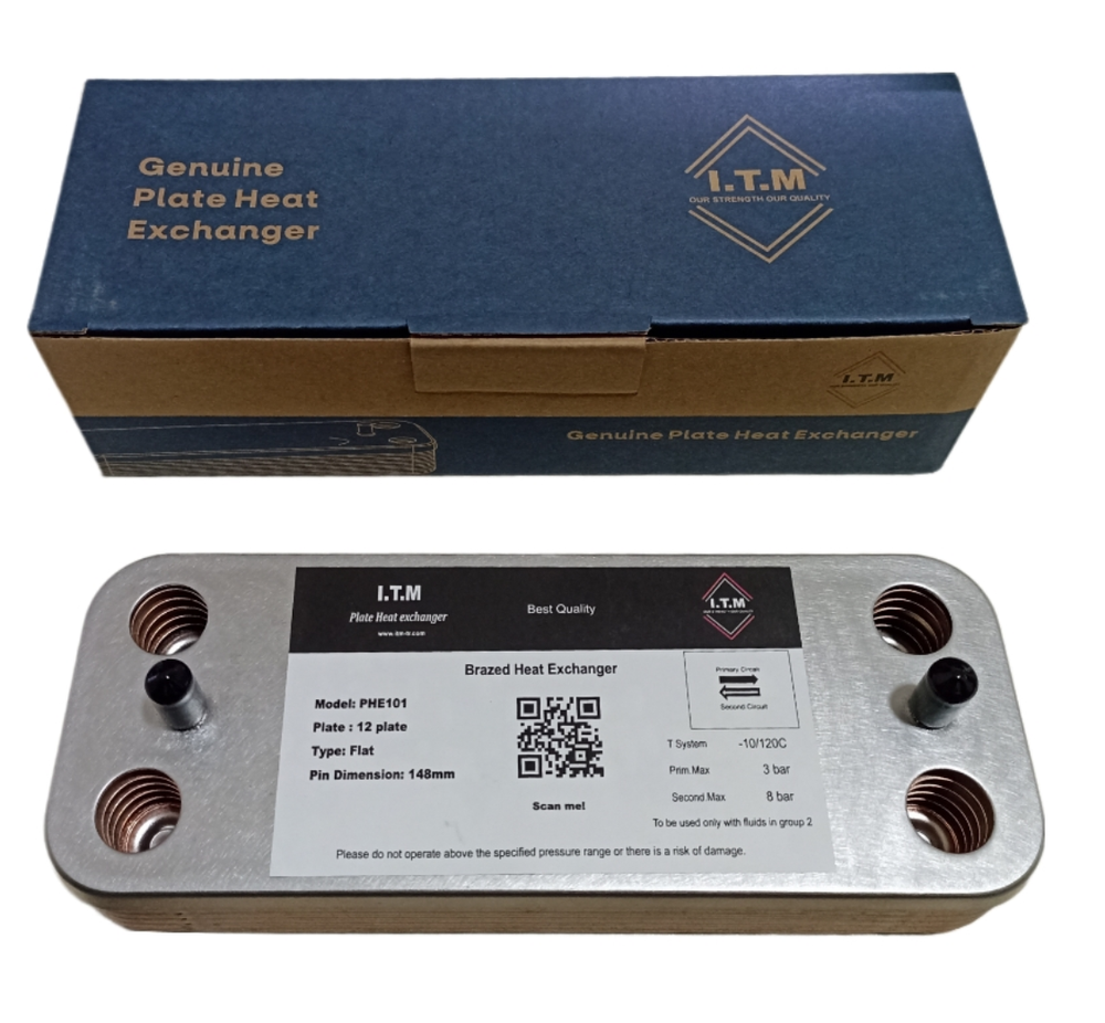 PHE101-C Теплообменник ГВС вторичный ITM 12 пластин 148 мм для котлов Viessmann, Electrolux, Ferroli, Fondital, Ariston, Beretta