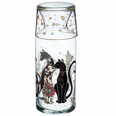 Графин 0,7л с крышкой-стаканом "Парижские коты"