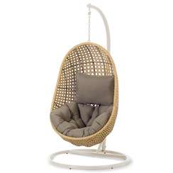 Cira Светло-серое подвесное кресло с натуральной отделкой