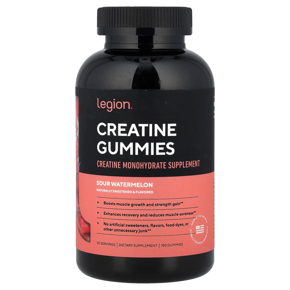 Legion Athletics, Жевательные мармеладки с креатином, кислый арбуз, 150 жевательных таблеток