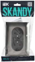 SKANDY Розетка 2-местная без заземления без защитных шторок 10А в сборе SK-R10N металл никель IEK