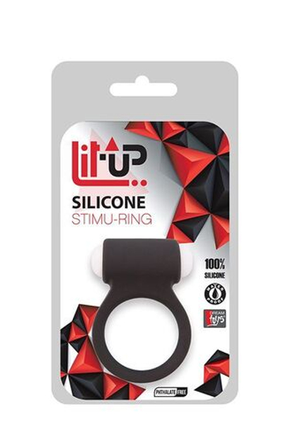 Чёрное эрекционное виброкольцо LIT-UP SILICONE STIMU RING 3 BLACK (Цвет: черный)