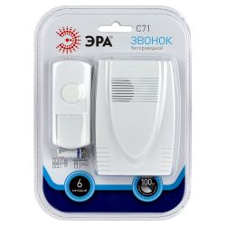 Звонок дверной ЭРА C71 беспроводной белый 6 мелодий | Электрозвонки беспроводные