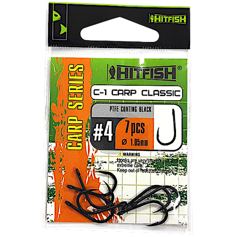 Крючок HitFish Carp Series PTFE-BC C-1 Carp Classic №02 7шт d1.15мм
