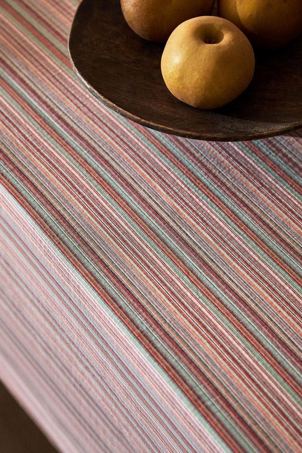 ZARA HOME ПОЛОСАТАЯ ХЛОПКОВАЯ СКАТЕРТЬ, МОРСКОЙ ЗЕЛЕНЫЙ