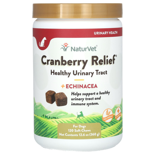 NaturVet, Cranberry Relief, добавка для здоровья мочевыводящих путей и эхинацеи, для собак, 120 жевательных таблеток, 360 г (12,6 унции)