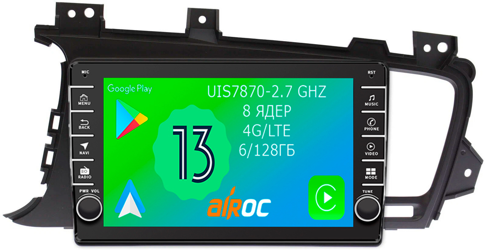 Магнитола для KIA Optima 3 2011-2013 TF - Airoc AB-2322 (кнопки и крутилки), Android 13, TS20, 6/128Гб, SIM-слот, CarPlay