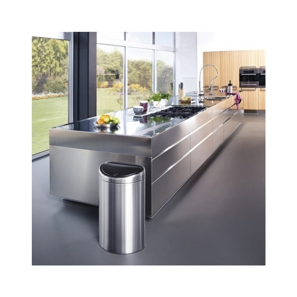 Ведро для мусора Brabantia Touch Bin матовая сталь с защитой от отпечатков пальцев 40л общий вид