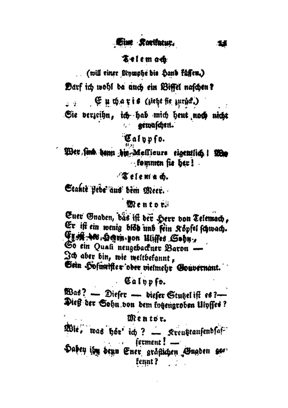 Der Travestirte Telemach. Theil 1. Eine Karrikatur in Knittelreimen Mit Gesang in Drei Aufzügen | Joachim Perinet